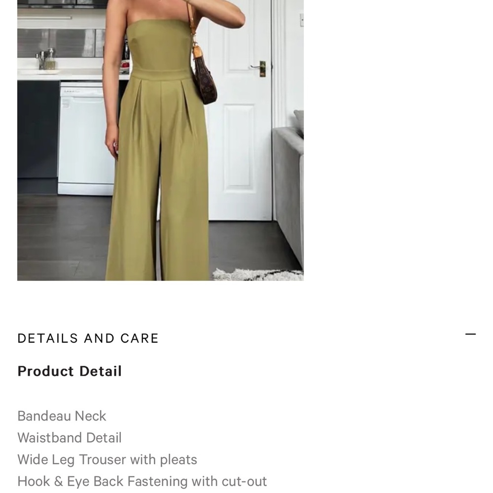 PRETTY LAVISH jumper, wide leg.Tarragon green. Size 6 US. 10 UK. Worn once.